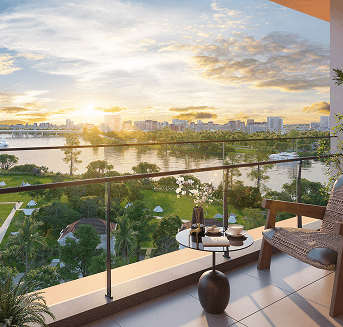 Ban công view cảnh quan lúc hoàng hôn